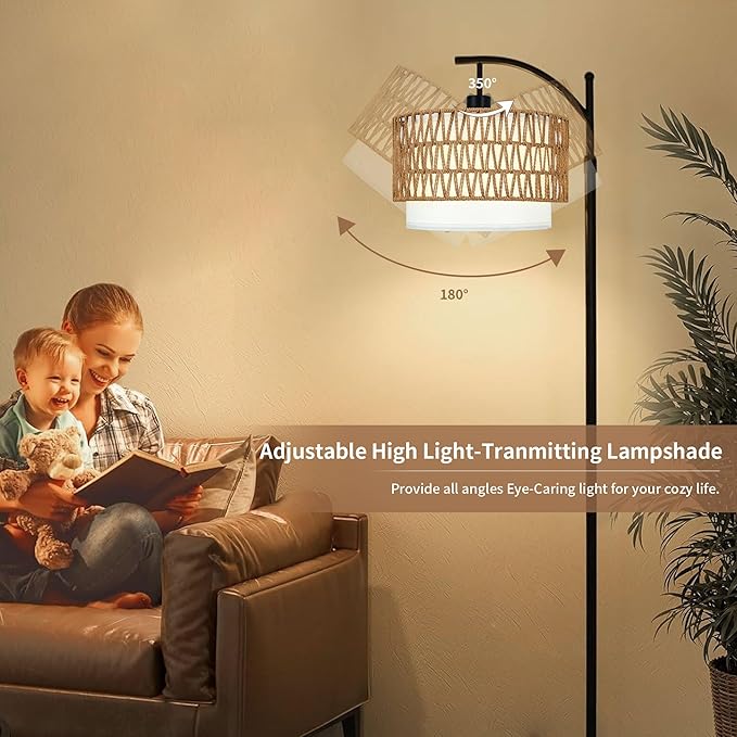 ZECOXOL Arc Floor Lamp for Living Room Boho Floor Lamps - Image 6