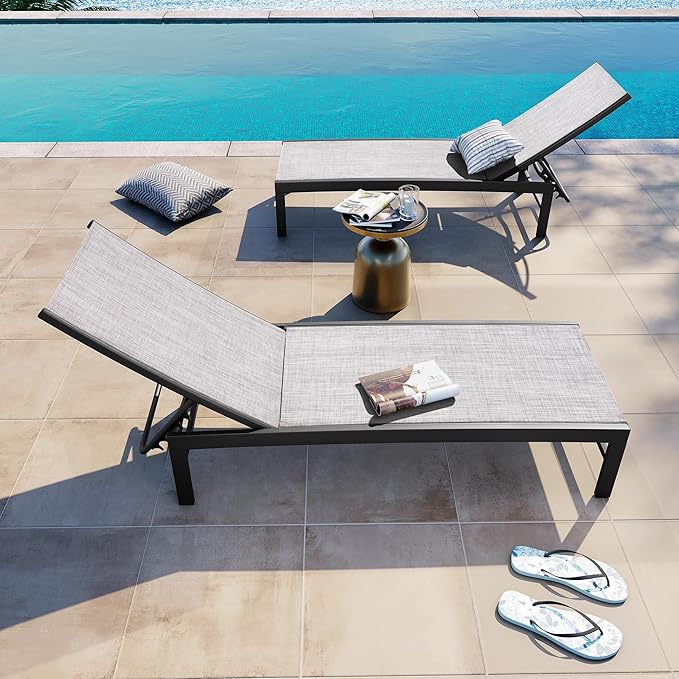 Crestlive Products Pool Lounge Chair Outdoor Set of 2, Chaise Lounge Chairs - Image 7