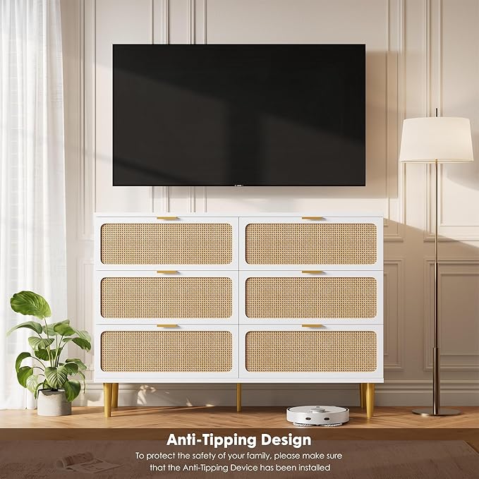 GarveeHome Rattan 6 Drawer Dressers - Image 9