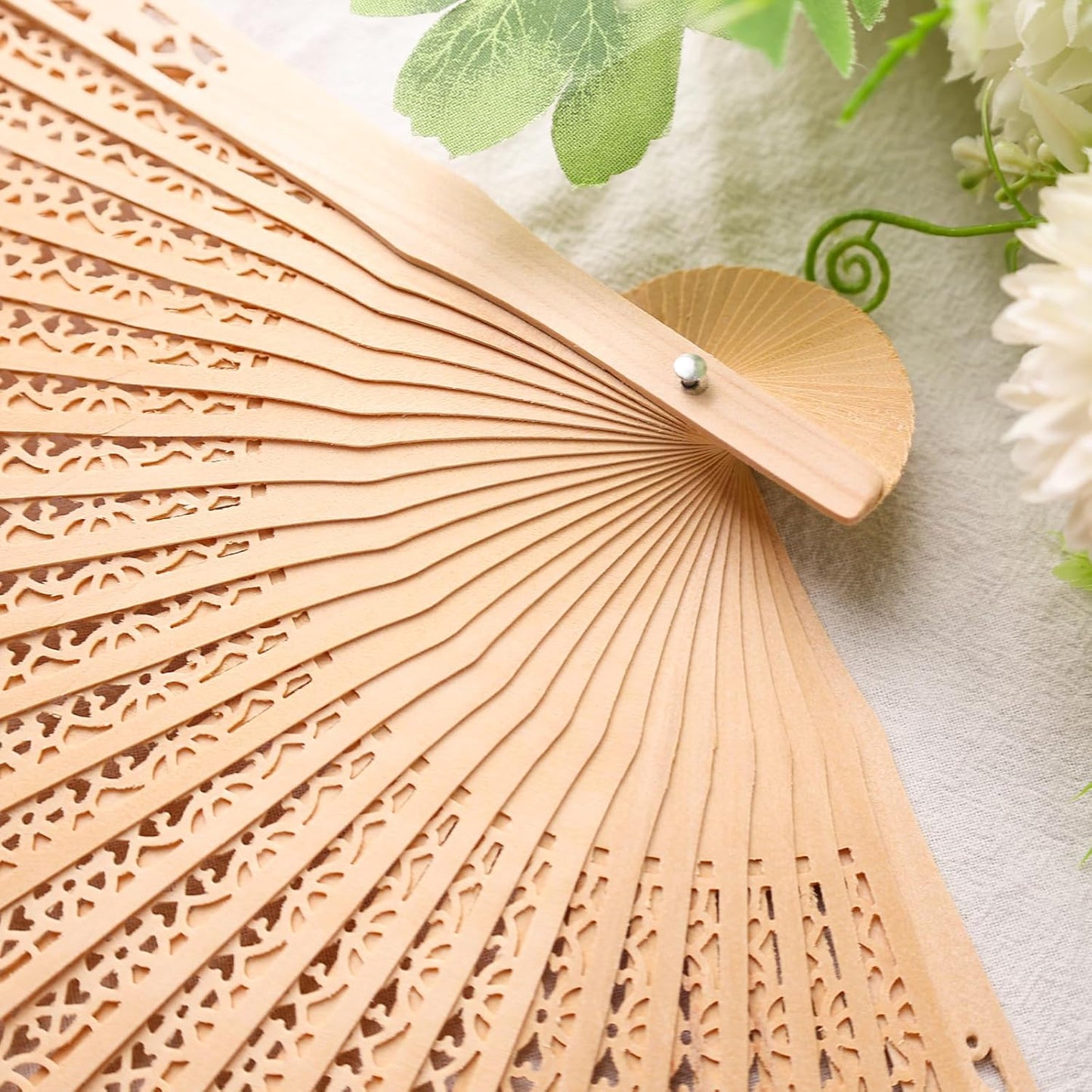 JOHOUSE Decorative Hand Fan Foldable, 6 Packs Folding Wooden Vintage Sandalwood Hollow Carved Fans Handheld Chinese and Japanese Style Crafts for Gifts, Photography Props, Home Decor