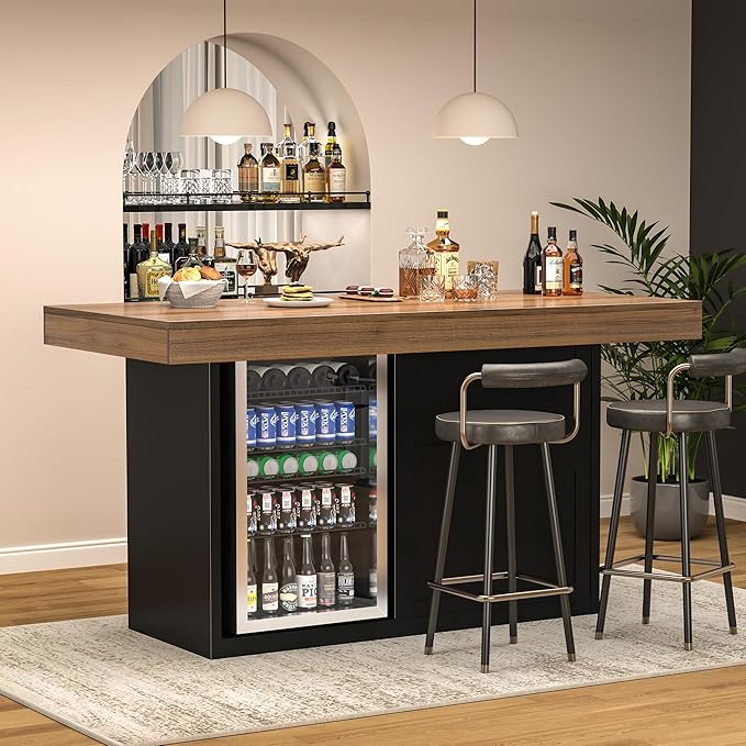 GDLF Bar Height Table with Fridge Space, 41.1" H Counter Height Pub Tall Dining by GDLFGoodLife