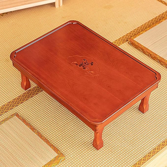 Low Folding Coffee Table, Japanese Style Solid Wood Floor Table by Unknown