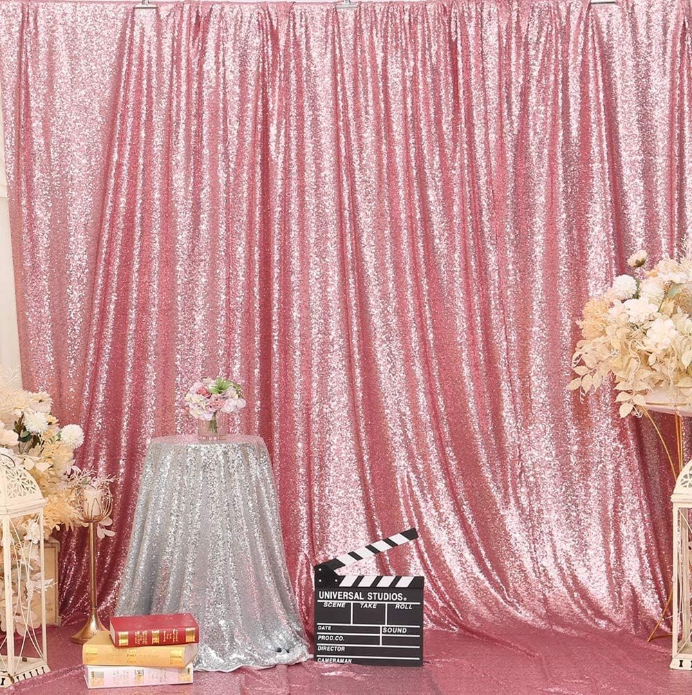 Poise3EHome 8FT x 8FT Sequin Photography Backdrop Curtain for Party Decoration, Fuchsia Pink