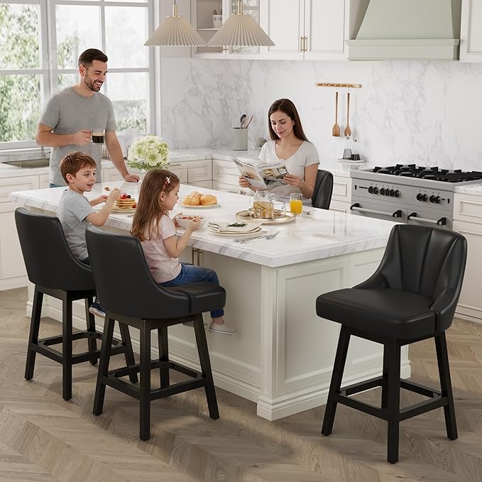 YaFiti Swivel Bar Stools Set of 2, 26 Inch Counter Height Bar Stools - Image 5