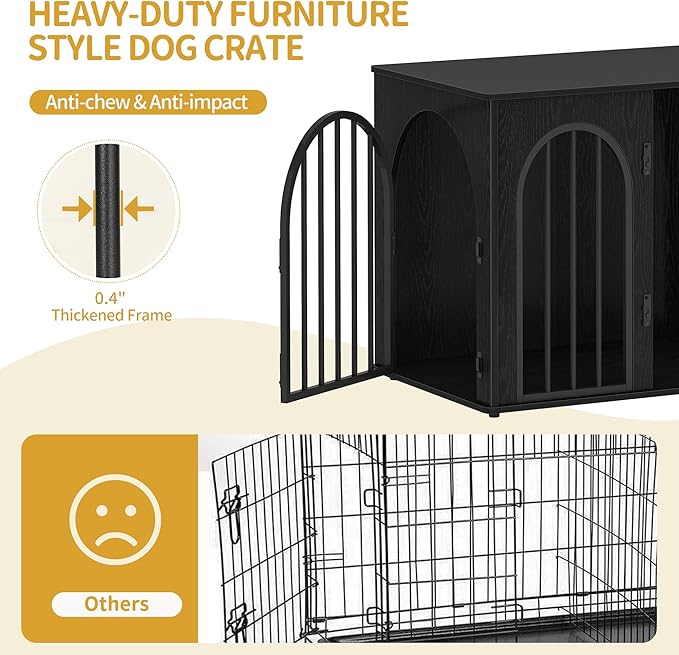 Hzuaneri 26.8'' Wooden Dog Crate Furniture, Indoor Dog Kennel Dogs Cage - Image 6