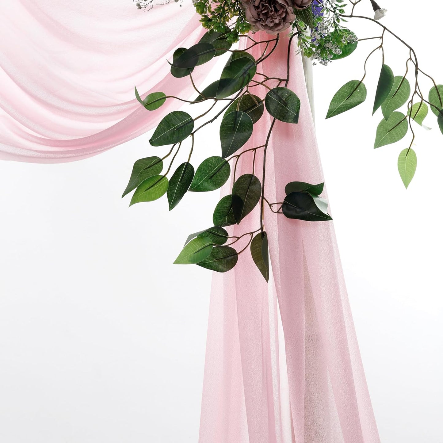 VDS Pack of 1 Panel (30 Inch X 30 Feet) Wedding Arch Draping Fabric Sheer Chiffon Fabric Drapery for Wedding Ceremony Reception Swag Backdrop Canopy Chuppah ARBO Altars Decoration (Blush Pink)
