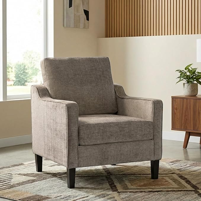 TLSUNNY Mid-Century Accent Chair, Modern Upholstered Chenille Armchair & Padded by TLSUNNY