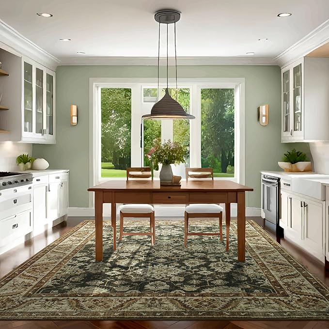Area Rugs for Living Room, Washable 5x7 Area Rug for Bedroom, Retro Floral - Image 6
