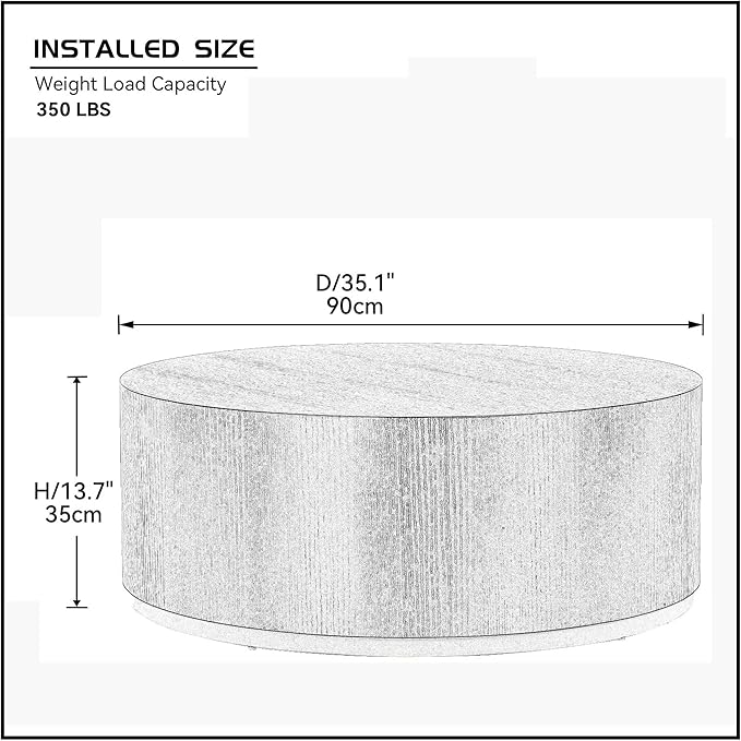 SSLine Classic Drum-Shape Contemporary Round Coffee End Table Black Wood Small - Image 3