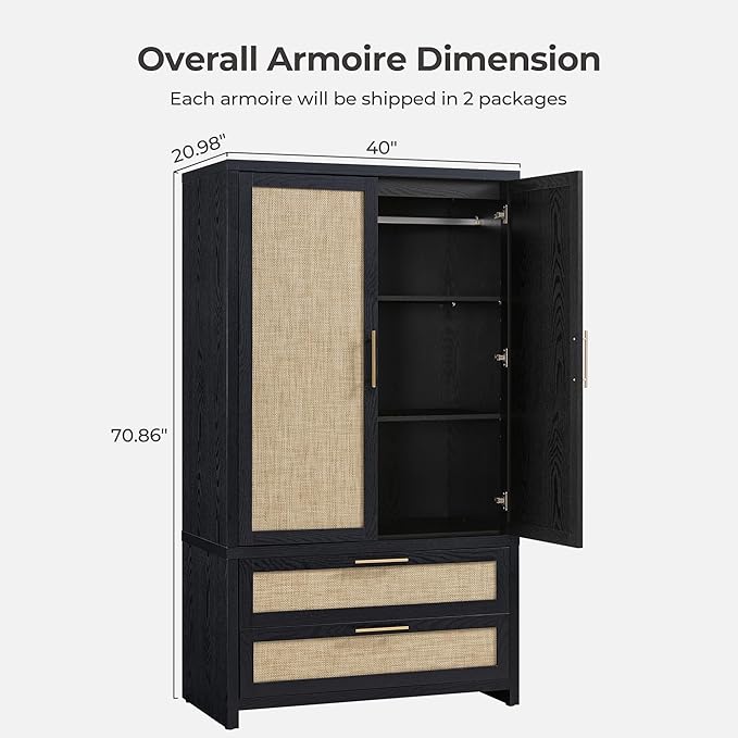 SICOTAS Larger Armoire Wardrobe Closet, Boho Armoire Clothes Organizer - Image 2