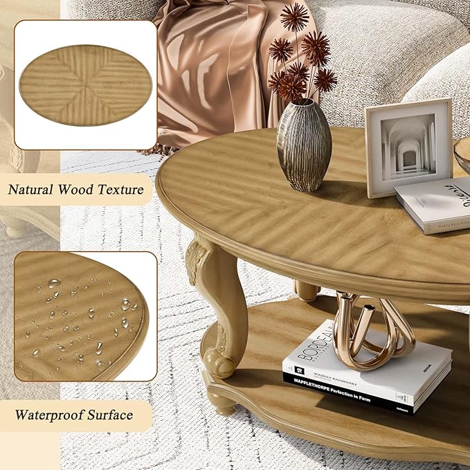 Solid Wood Coffee Table Set for Living Room, Coffee Table & 2 End Side Table - Image 4