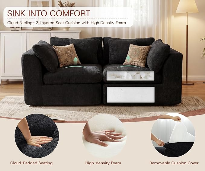 GRUSIGN 79'' Oversized Cloud Sectional Boneles Loveseat - Image 9