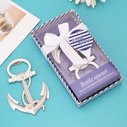 24 PCS Nautical Themed Anchor Party Favors Beer Bottle Opener Party Souvenirs with Exquisite Packaging for Wedding Party Favors Gift & Decorations Bridal Shower Party Souvenirs (Anchor, 24)