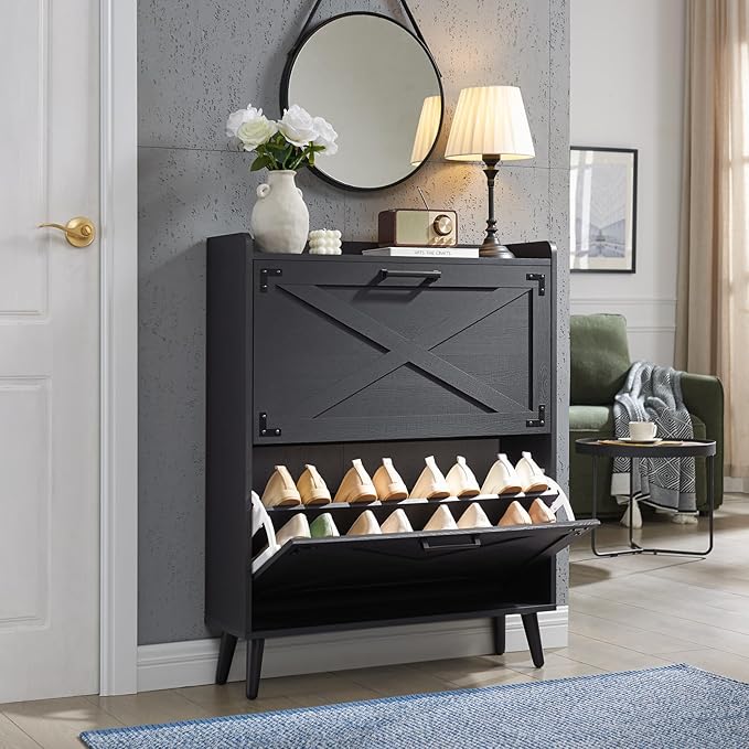 Barnyatoh Shoe Storage Cabinet, Farmhouse Shoe Organizer - Image 3