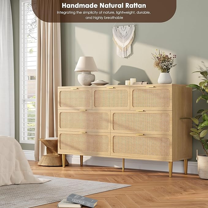 GarveeHome Rattan 7 Drawer Dressers - Image 7