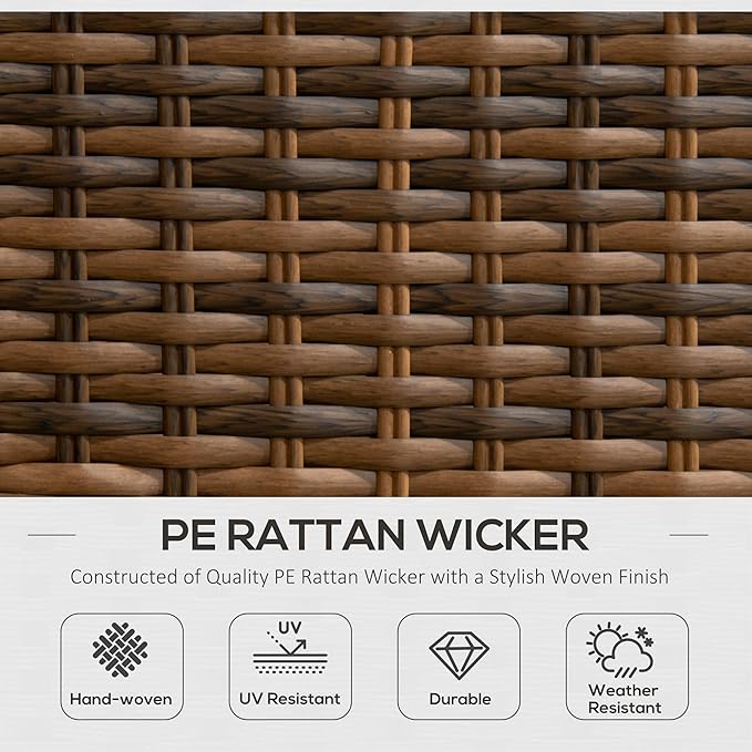 Outsunny 4 Piece PE Rattan Outdoor Patio Furniture Set, Wicker Conversation Set - Image 3