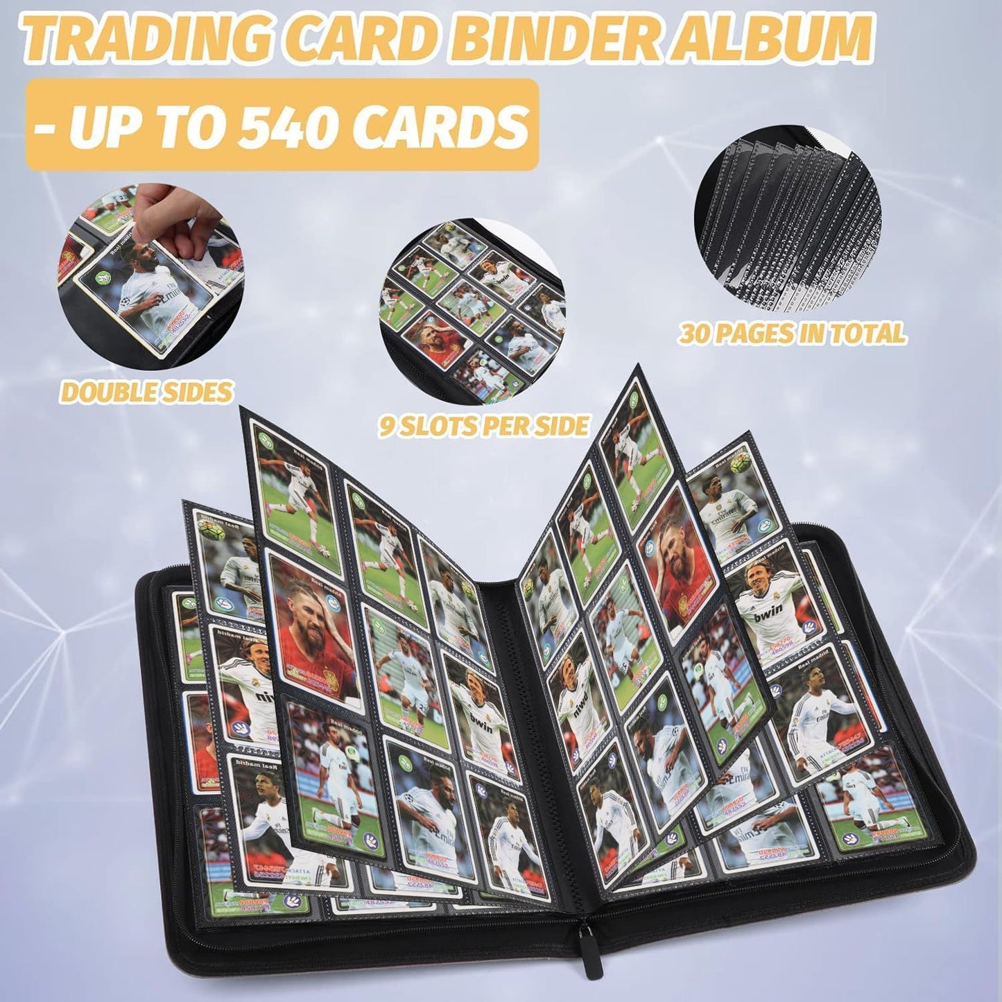 Trading Card Binder, Card Collection Binder Album Folder with 540 Side Loading Pockets, 9 Pocket Trading Card Album Folder for TGC,MTG, Baseball Cards, Yugioh(Red)
