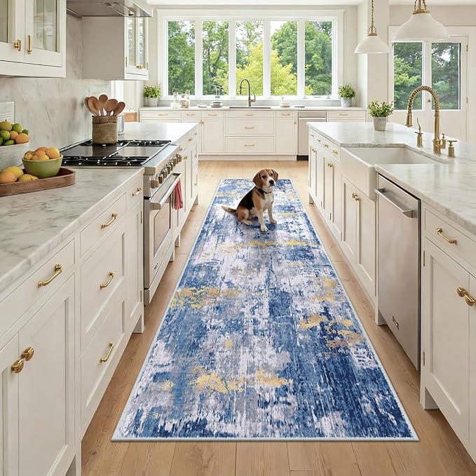 RELEANY Washable Area Rugs 3x9 Non-Slip Modern Abstract Soft by RELEANY