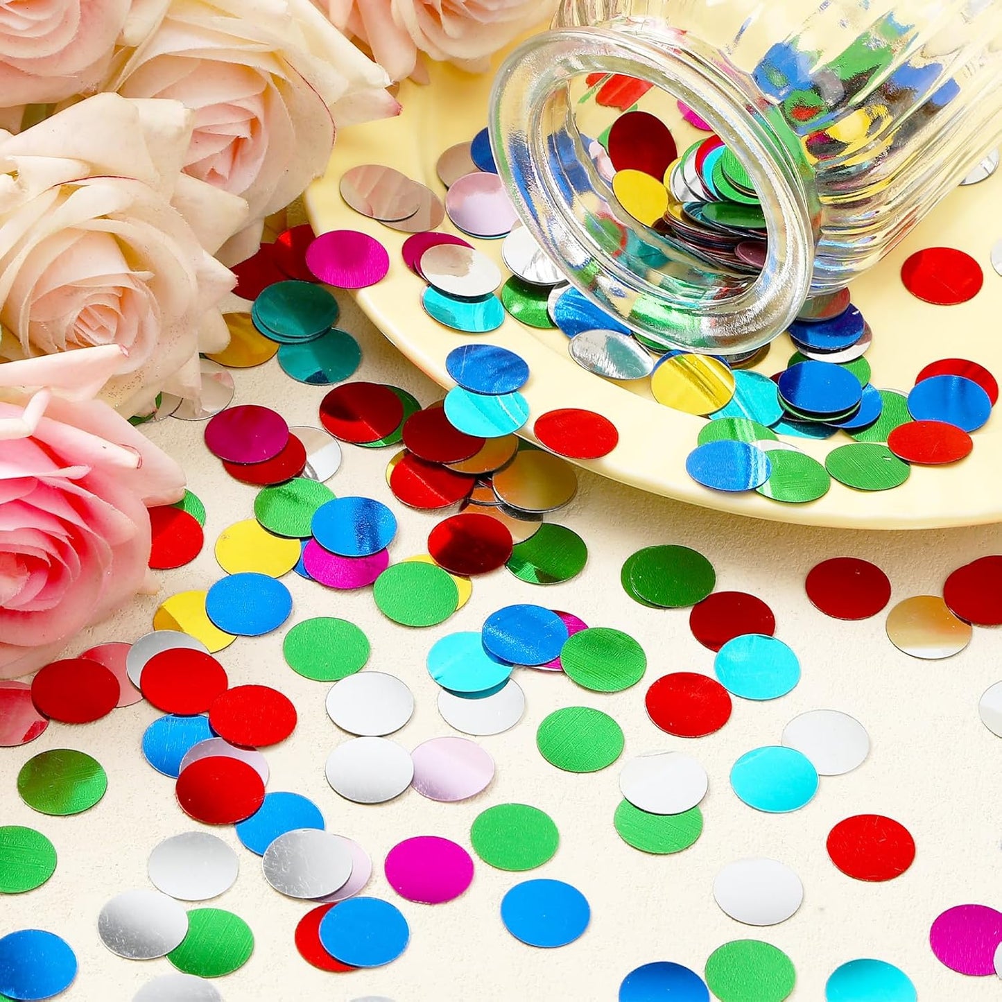 MARFOREVER Multicolor Foil Confetti, Glitter Round Confetti Rainbow Circle Dots Birthday Table Scatter Sequin Sprinkles for Party Wedding Bachelorette Baby Shower Festival Supplies