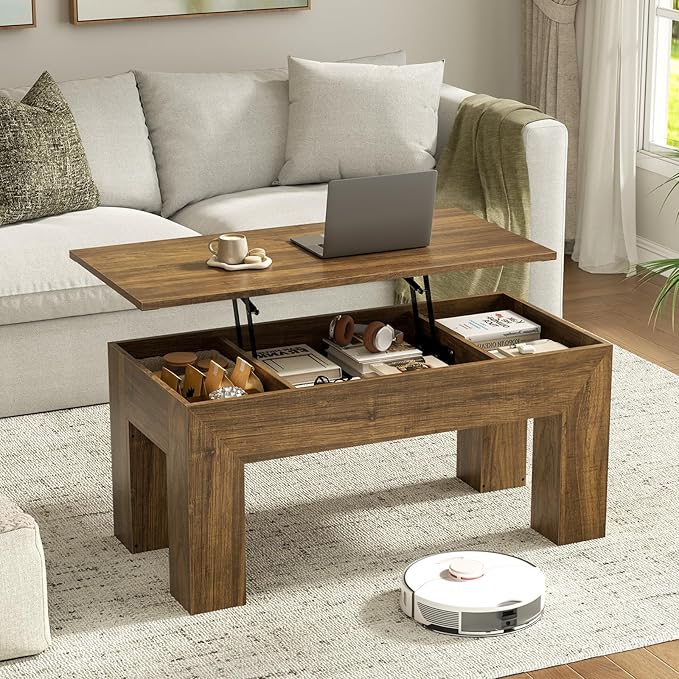 FABATO 41.7'' Lift Top Coffee Table, Wooden Rectangle Coffee Table by FABATO
