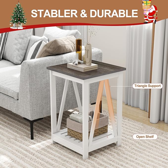 Farmhouse Square End Table, Accent Side Table - Image 3