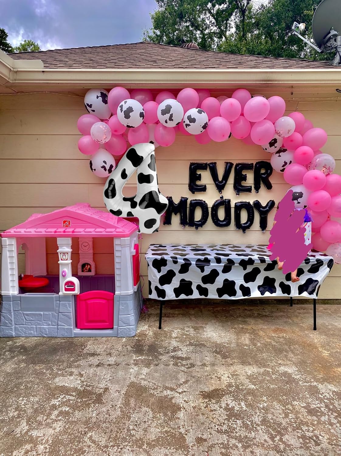 40 Inch Cow Print Large Number 4 Birthday Balloon, Giant Number Four 14 24 34 40 44 Balloons, Foil Mylar Big Balloons for Anniversary Graduation Supplies Decorations