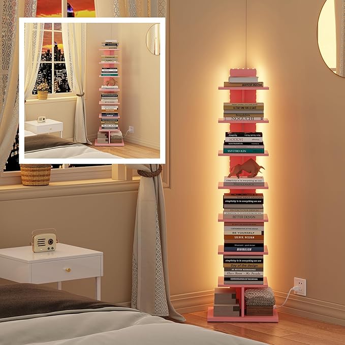 TUTOTAK Narrow Bookshelf, 8-Tier Bookcase - Image 8
