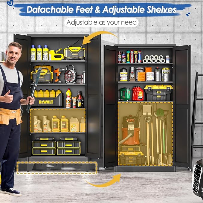 GAIOUS 71" Tall Metal Storage Cabinet - Image 4