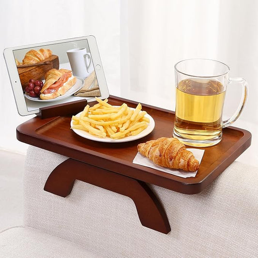SINWANT Couch Arm Tray, Bamboo Couch Arm Table by SINWANT