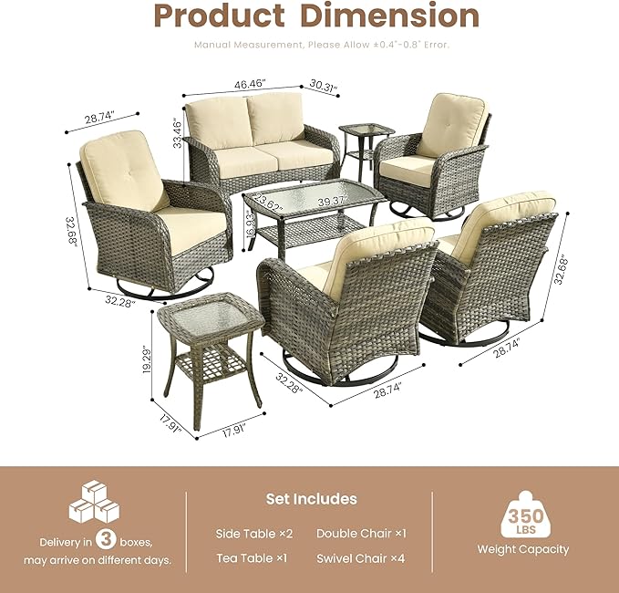 Weaxty 8 Pieces Outdoor Patio Furniture Sets - Image 2