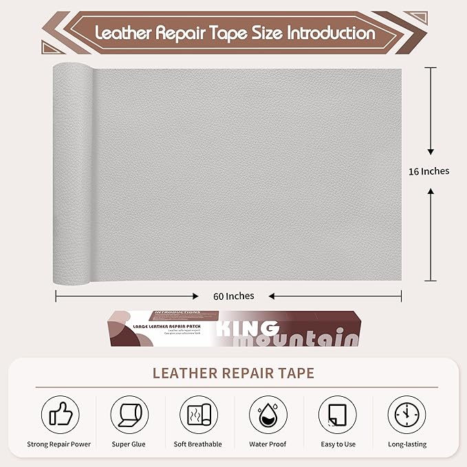 KING MOUNTAIN Leather Repair Patch, 16 x 60 Inches self Adhesive Leather Repair - Image 4