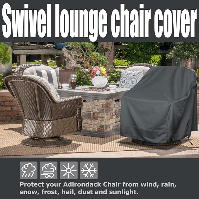 Outdoor Swivel Lounge Chair Cover 2 Pack, Fits to Lawn Patio Chairs, 420D - Image 5