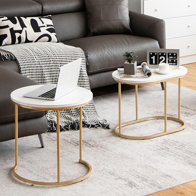Giantex Modern Nesting Coffee Table Set of 2, Coffee Table & End Table Sets - Image 2