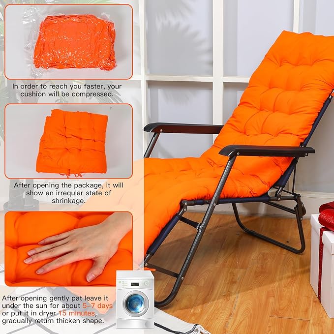 Bucherry 67 x 19 Inch Chaise Lounge Cushions Soft Lounge Chair Cushion Gravity - Image 3