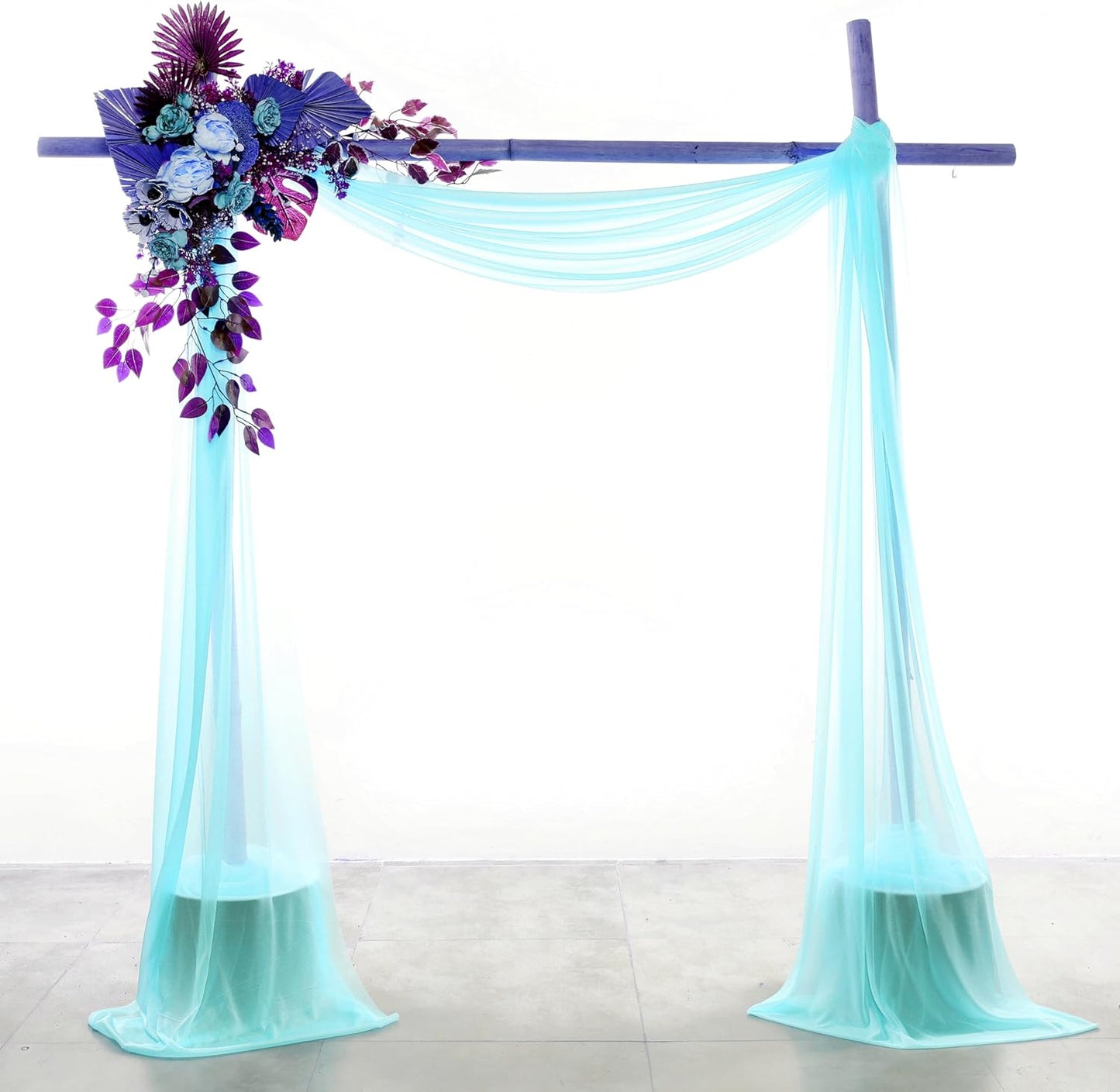 VDS Pack of 1 Panel (30 Inch X 50 Feet) Wedding Arch Draping Fabric Sheer Chiffon Fabric Drapery for Wedding Ceremony Reception Swag Backdrop Canopy Chuppah ARBO Altars Decoration (Teal)