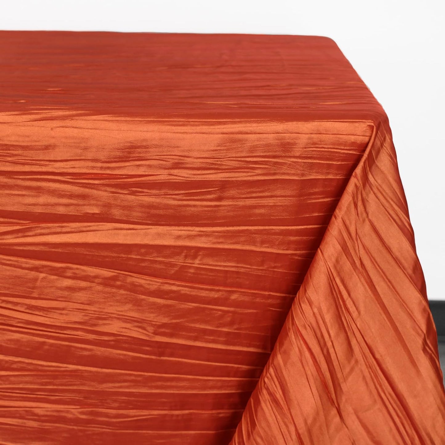YOUR CHAIR COVERS - 90 x 156 inch Rectangular Crinkle Taffeta Tablecloth - Terracotta, Rectangle Table Linens for 8 ft Rectangular Tables, Wedding Crushed Table Cloth