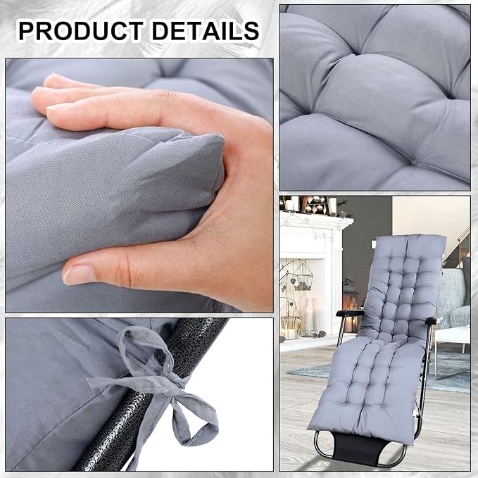 Bucherry 67 x 19 Inch Chaise Lounge Cushions Soft Lounge Chair Cushion Gravity - Image 3