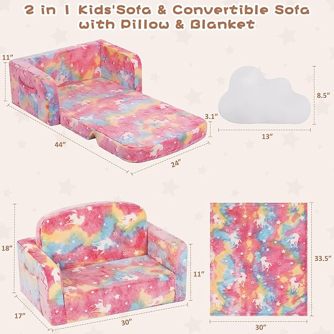 Foryoomi Extra Wide Kids Couch, Kids Sofa, Toddler Sofa, Glow in The Dark - Image 2