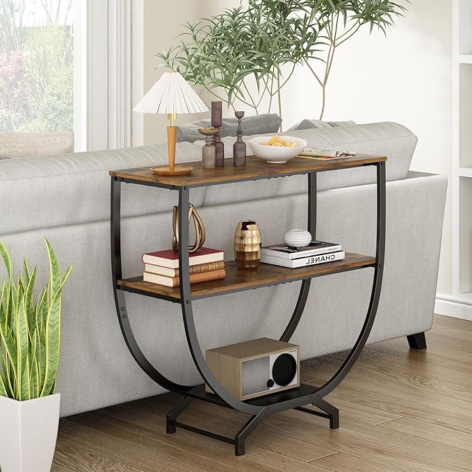 GILLAS 3 Tier Console Tables, Sofa Table Behind Couch, Industrial Entryway - Image 6