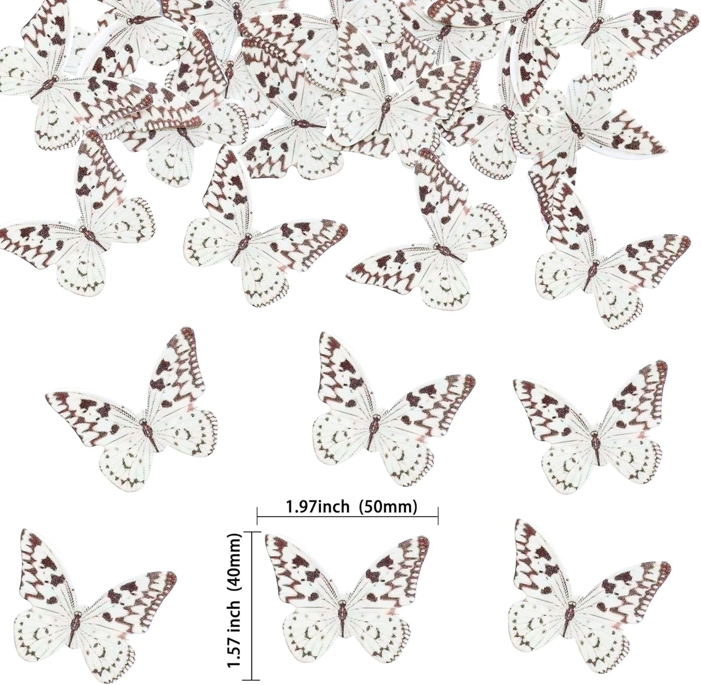 Ephlyn 48Pcs Edible Wafer Paper Butterflies for Cupcake Toppers Picks Edible Butterfly Cake Decorations for Wedding Birthday Party Butterfly Theme Baby Shower Kids Birthday Party Cake Supplies Coffee