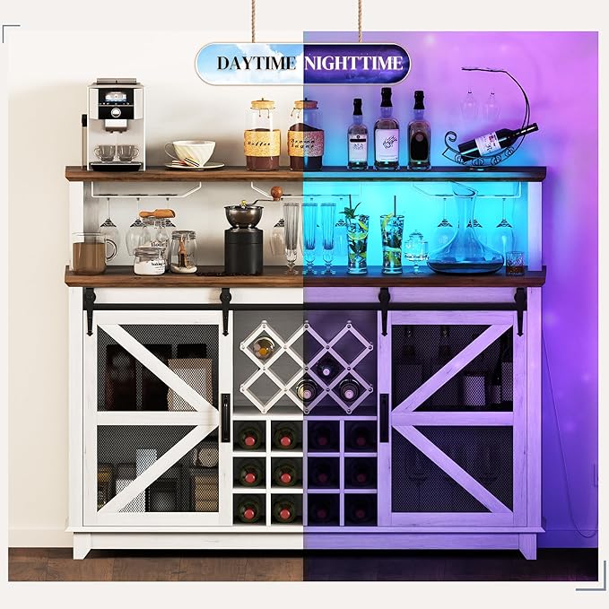 HOMCOM Farmhouse Coffee Bar Cabinet - Image 9