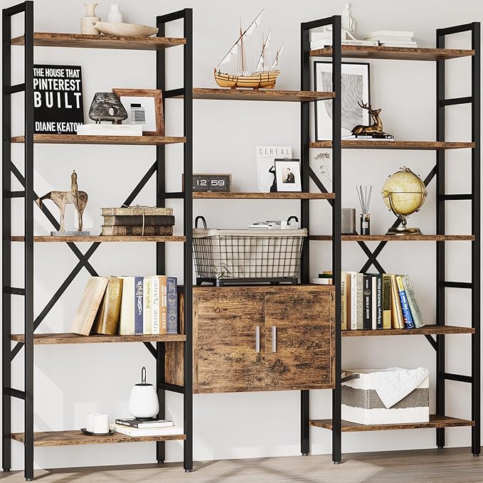 INNOD 70" Triple 5 Tier Book Shelf, Large Industrial Bookcase by INNODToddlerTower
