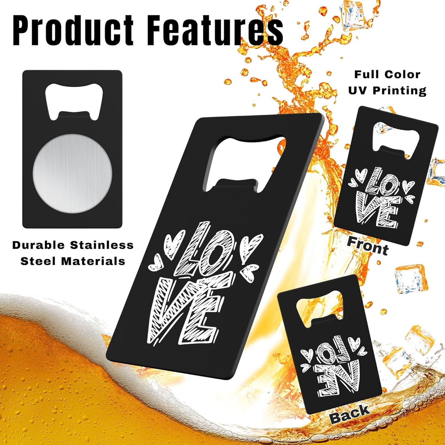 Personalized Credit Card Bottle Opener, Custom Stainless Steel Beer Bottle Opener, Upload Your Name/LOGO/Text, for Wedding Favors, Brewery, Bar, Anniversaries, Party (Green)