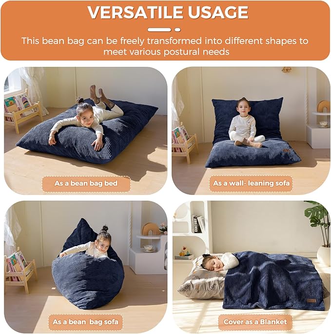 MAXYOYO 3 in 1 Kids Bean Bag Chair Couch, Convertible Chair Folds from Bean Bag - Image 4