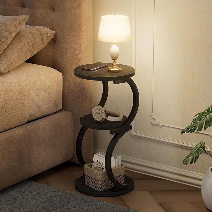 JUSTOGO Small Round Side Table, 3-Tier End Table - Image 7