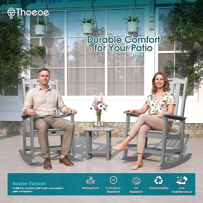 THOEOE Oversized Rocking Chair Set of 2, Outdoor Rocking Chair - Image 2