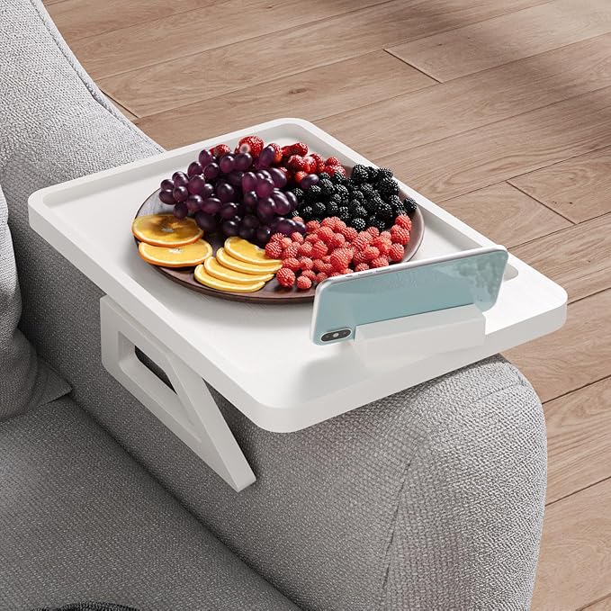 Couch Arm Tray with 360°Phone, Bamboo Folding Sofa Tray, Sofa Armrest Trays - Image 3