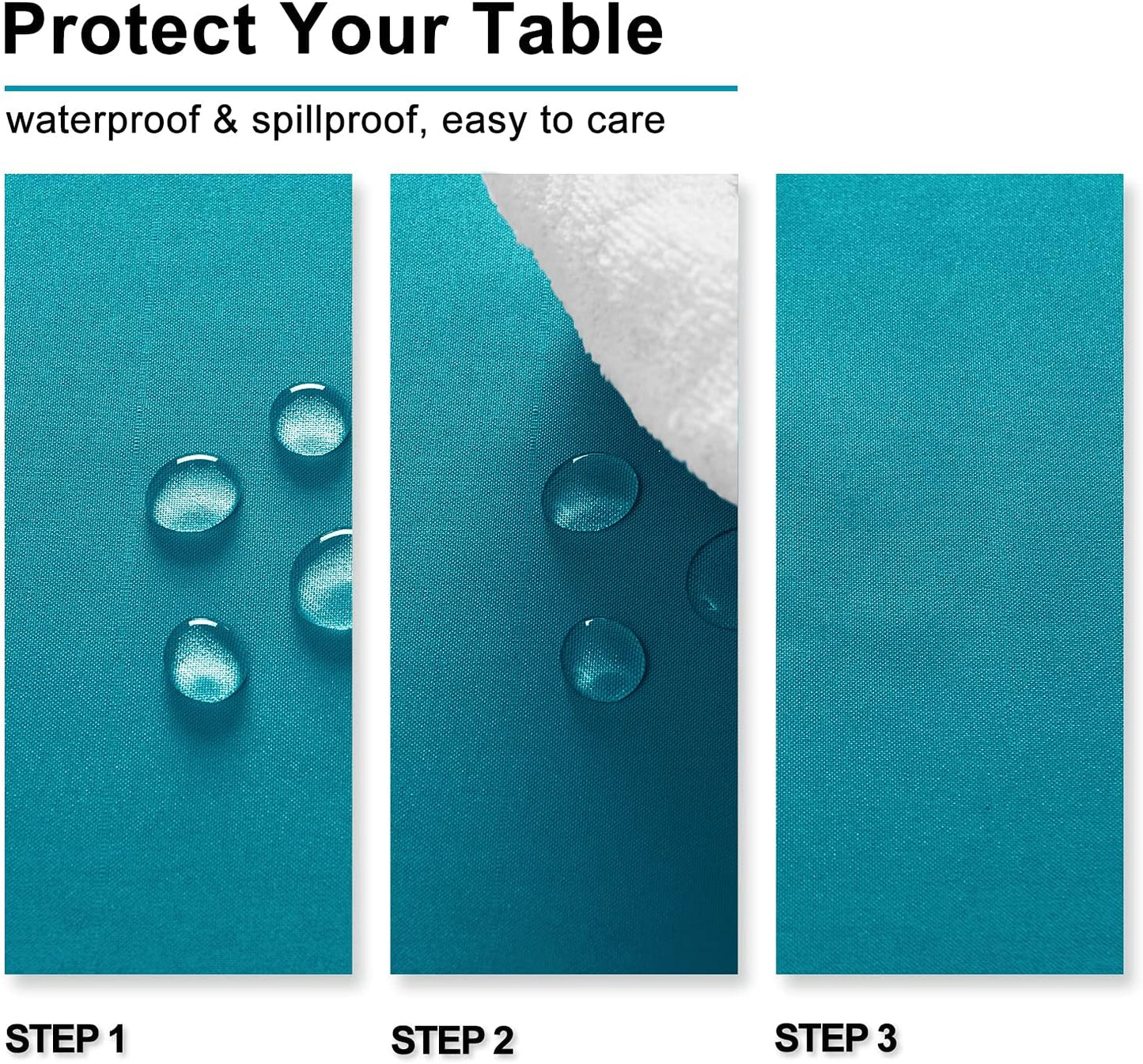 Hiasan Rectangle Tablecloth - Water Resistant and Spillproof Kitchen Washable Polyester Fabric Table Cloth for 6 Foot Tables, 54 x 80 Inch, Turquoise