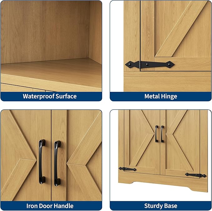 GarveeHome 67" Tall Corner Storage Cabinet, Farmhouse Corner Hutch Display - Image 5