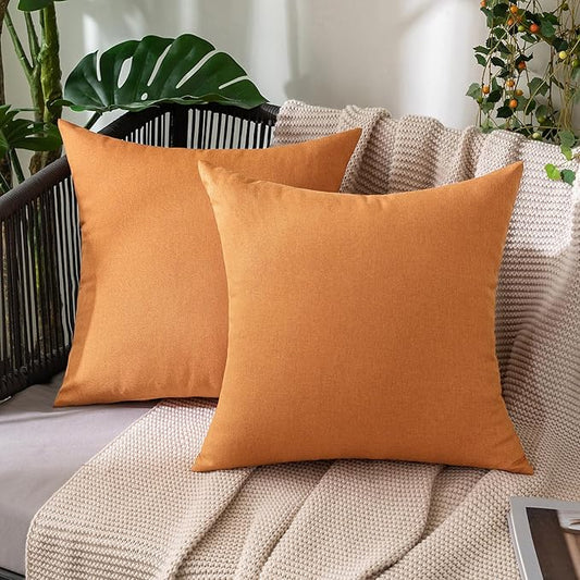 MIULEE Pack of 2 Decorative Outdoor Solid Waterproof Throw Pillow Covers Faux by MIULEE